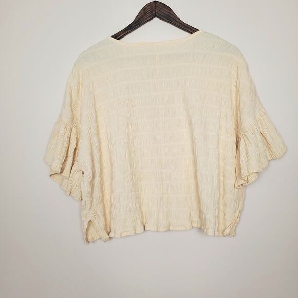 Upcycled Free People Cream Striped Textured Oversized Buttondown Shirt Womens XS - Picture 4 of 6
